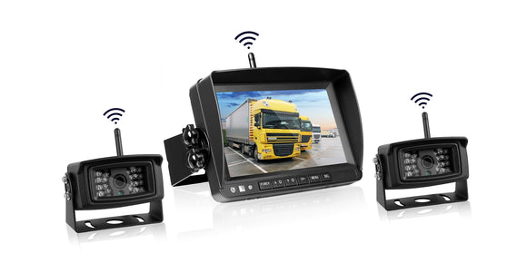 2-Channel Truck Bus Digital Wireless Backup Camera Monitor Reversing Kit System