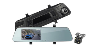 Car Driving Recorder HD Night Vision 4.5 Inch Touch Screen Dual Lens 1080P Rearview Mirror Dash Cam