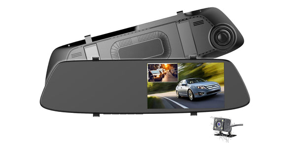 4.5 Inch Touch Screen HD 1080P Super Night Vision Ultrathin Design DVR Dual Lens WDR Car Rearview Mirror Dash Cam