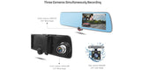 3 Cameras Auto Rearview Mirror Dash Cam 5.0 Inch Full HD 1080P Touch Screen Night Vision Dual Lens Camcorder Video Recorder