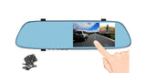 4.5 Inch Touch Screen HD 1080P Super Night Vision Ultrathin Design DVR Dual Lens WDR Car Rearview Mirror Dash Cam