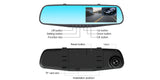 4.3 Inch HD 1080P Car DVR Dual Lens Camera Rearview Mirror Dash Cam Recorder